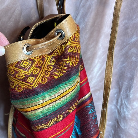 Aztec Leather and canvas backpack/ single shoulder bag - Picture 8 of 16